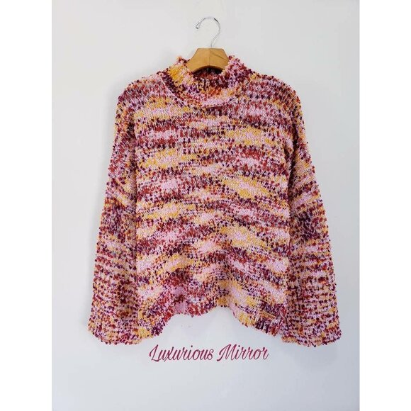 Andrew Marc New York Knit Popcorn Sweater Relaxed Fit Marled Long Sleeves Sz L - Picture 1 of 6